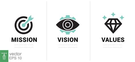 Mission. Vision. Values. Web page template. Modern flat design concept. Goal, strategy, target ...