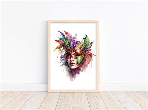 Mardi Gras Mask Art Print Mardi Gras Watercolor Art Mardi - Etsy