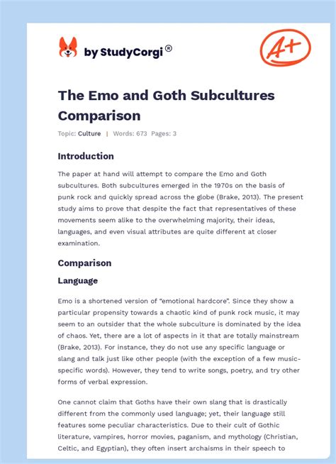 The Emo and Goth Subcultures Comparison | Free Essay Example