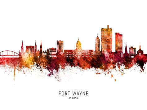 Fort Wayne Indiana Skyline #78 Digital Art by Michael Tompsett - Pixels