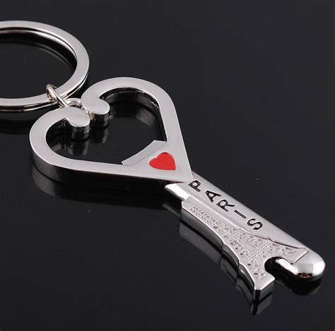 Paris eiffel tower souvenirs key chain heart bottle opener keychains fashion design metal ...