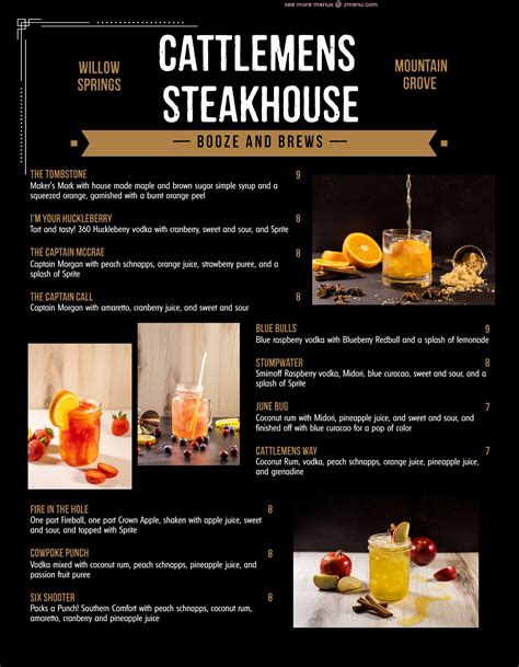 Online Menu of Cattlemens Steakhouse Restaurant, Willow Springs, Missouri, 65793 - Zmenu