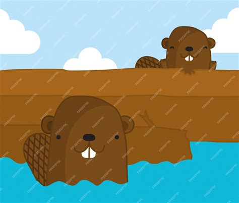 Premium Vector | Beaver dam vector illustration