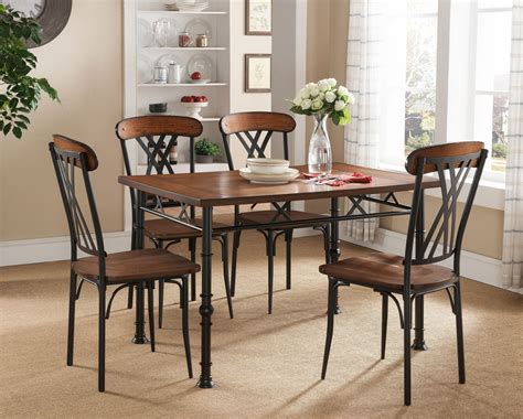 Black Ash Finish Wood with Metal Dining Dinette - Kitchen (Table & 4 Chairs) | Dinette kitchen ...