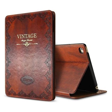 Solque Vintage Leather Tablet Case for iPad Pro 10.5 2017 Magnet Flip Slim Smart Cover Cases ...