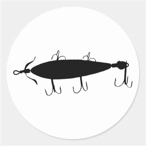 Fishing Lure 2 Silhouette a Classic Round Sticker | Zazzle