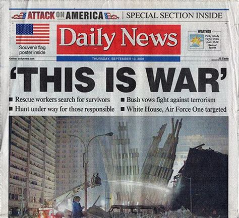 9 11 NY World Trade Center Terrorist Attack This Is War Headline ...