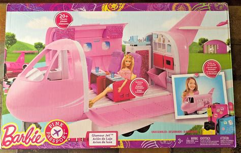 Mattel BARBIE Pink Passport Glamour Vacation Jet Airplane Plane BRAND ...