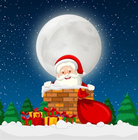 Santa en una escena de chimenea | Vector Gratis