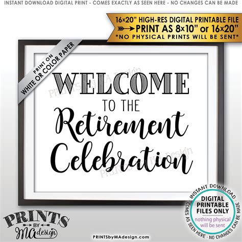 Retirement Party Sign, Welcome to the Retirement Celebration Poster, Retiree Sign, PRINTABLE ...