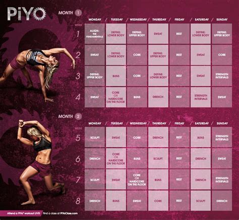 PIYO Workout Calendar #weightlossbeforeandafter | Piyo workout, Piyo ...