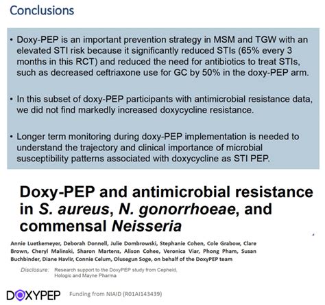 Doxy-PEP and antimicrobial resistance in S. aureus, N. gonorrhoeae, and ...