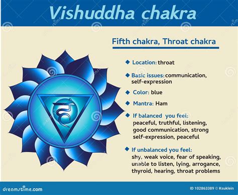 Vishuddha Chakra Infographic. Fifth, Throat Chakra Symbol Description ...