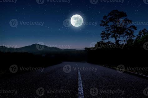 Night landscape with empty road. 12232531 Stock Photo at Vecteezy