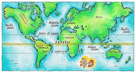 Map Of The World & Equator Digital Art by Jennifer Thermes