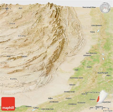 Satellite Panoramic Map of Dera Ghazi Khan