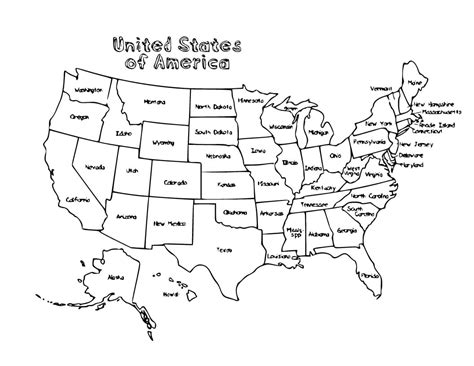 USA Map coloring page - Download, Print or Color Online for Free