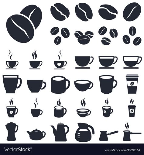 Coffee icons silhouette Royalty Free Vector Image