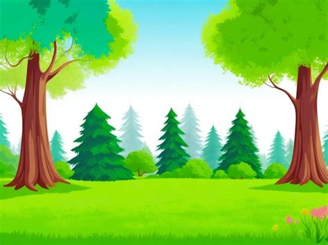 Premium Photo | Forest scene with various forest trees for kids story