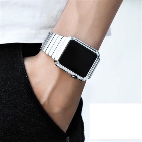 Luxury Stainless Steel Link Bracelet Minimal Band w/ Adapters Series 7 | Leather watch strap ...