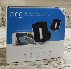 RING Spotlight Cam Battery (2 Pack) 1080p Wi-Fi Camera Black SEALED NEW ...