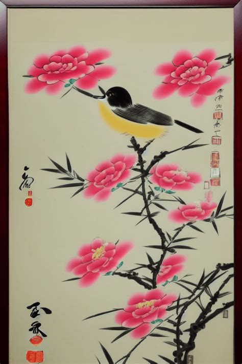 Flower and Bird Traditional Chinese Painting · Creative Fabrica