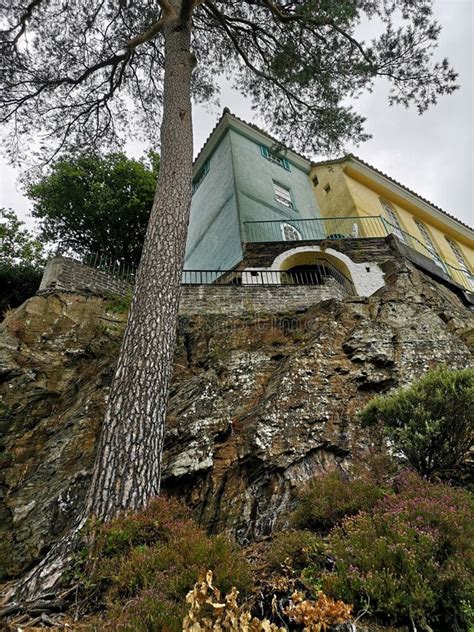 Portmeirion Village House Design Stock Image - Image of tower, wall ...