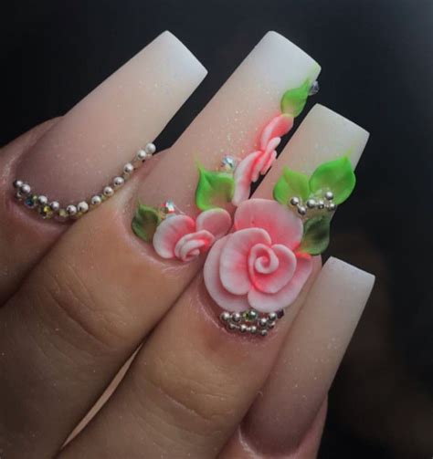 Pin by Jade and Eddie Demery on Queens arsenal | Floral nails, Rose nail art, Flower nails