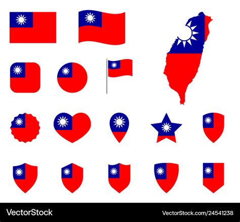 Taiwan flag icon set flag of the republic Vector Image