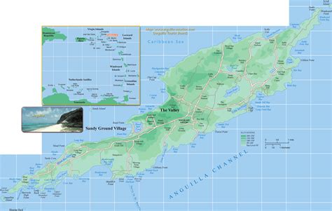 Map of Anguilla - UK, Caribbean Sea