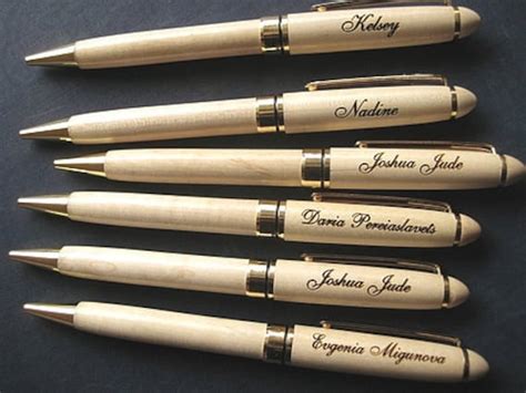 6 Personalized Engraved Wood Ball Point Pens Gifts by engravingwiz