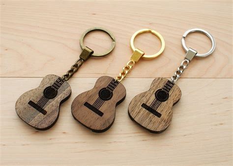 Personalized wood guitar keychain Guitar teacher gift wooden music ...