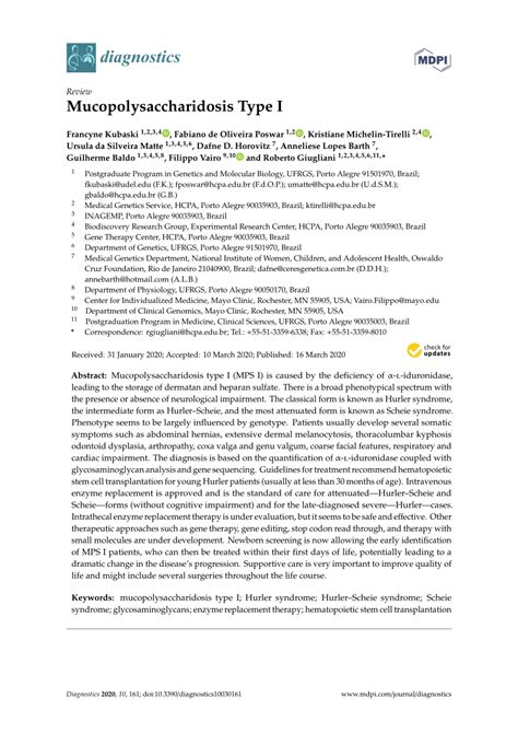 (PDF) Mucopolysaccharidosis Type I