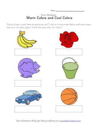 Hot And Cold Colours Worksheet