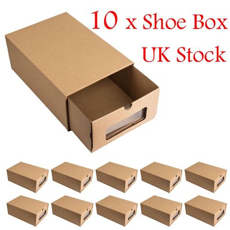 10 Foldable Cardboard Shoe Boxes Organiser Drawer Stackable Storage Transparent | eBay | Shoe ...