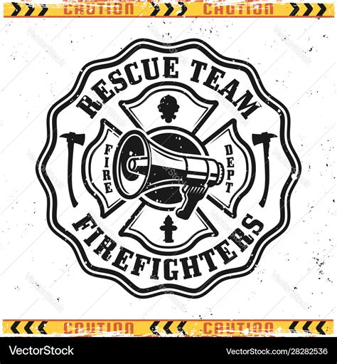 Firefighter rescue team emblem or logo Royalty Free Vector