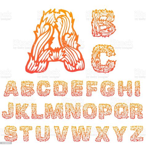 Fire Set Font Alphabet Text On A Red Background Vector Stock Illustration - Download Image Now ...