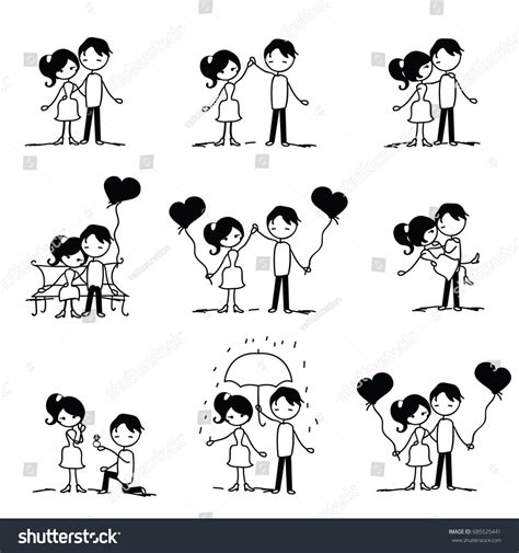 Set Doodle Couple Vector Illustration Stock Vector (Royalty Free ...