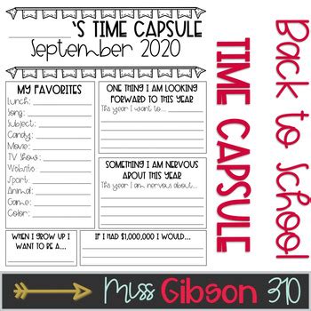 Time Capsule Letter by MissGibson310 | Teachers Pay Teachers