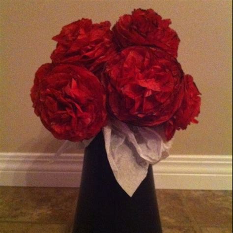 Red and black tissue paper flowers