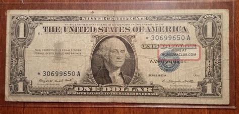 1957 One Dollar Silver Certificate Star Note Unites States Of America ...