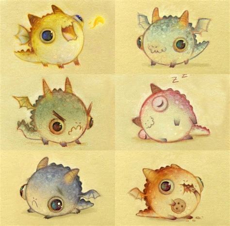 OMG! Such cute dragons | Cute dragon drawing, Cute animal drawings ...