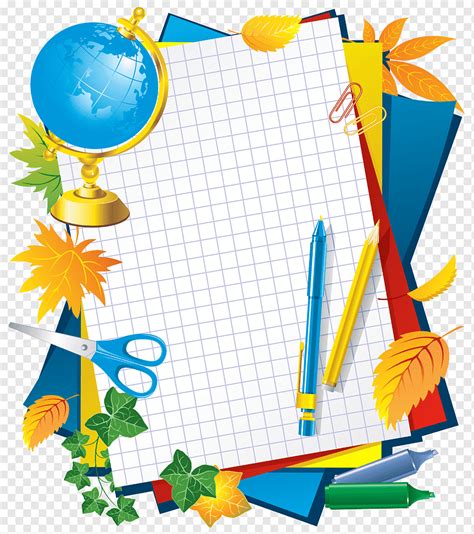 Paper School frame, School Decors, assorted drafting tools illustration ...