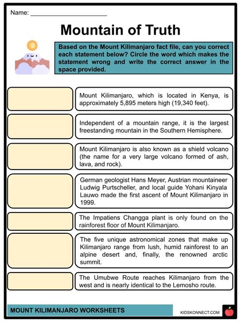 Mount Kilimanjaro Worksheets & Facts | Geography, History, Tourism