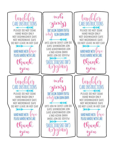 Free Printable Tumbler Care Instructions - FreePrintableTM.com ...