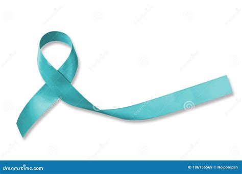 Teal Ribbon Awareness Isolated (clipping Path) for Ovarian Cancer, Polycystic Ovary Syndrome ...