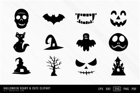 Halloween Clipart Scary & Cute Silhouettes