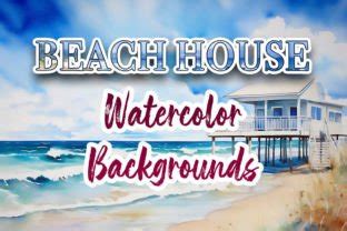 Beach House Watercolor Backgrounds Graphic by CrittersHub · Creative ...