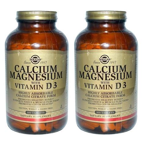 Solgar - Calcium, Magnesium with Vitamin D3, 300 Tablets - 2 Packs - Walmart.com - Walmart.com