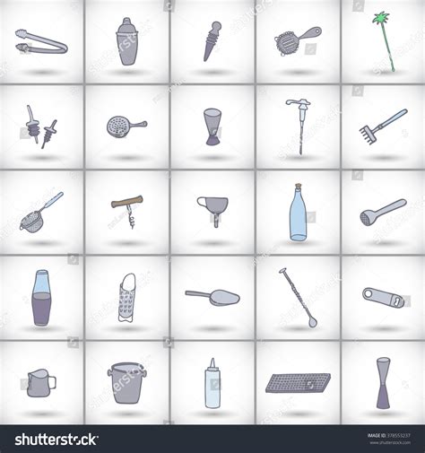 Bar Equipment Icons Set Handdrawn Cartoon: vector de stock (libre de regalías) 378553237 ...